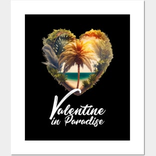 Tropical Valentine No.2: Valentine's Day in Paradise on a Dark Background Posters and Art